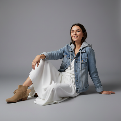 Denim Jacket with Removable Hood | Women's Casual Outerwear