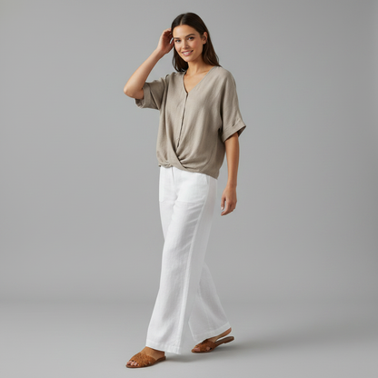 Elegant V-Neck Long Sleeve Blouse | Women's Fashion Top